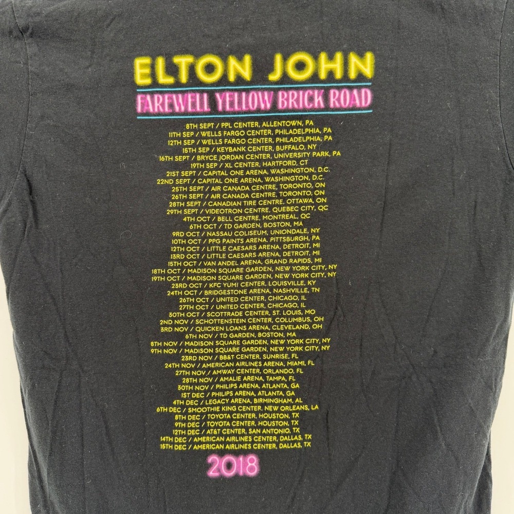 Elton John Graphic T-Shirt Mens M Black Farewell Yellow Brick Road 2018 Tour Tee - Picture 5 of 9
